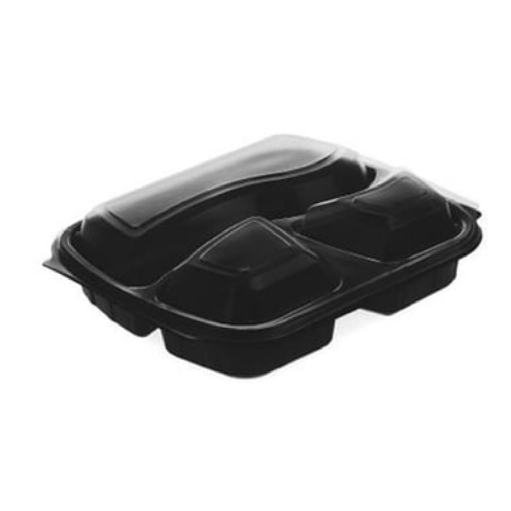 Üç Bölmeli Kapaklı Gıda Kabı Mikrodalga Fırına Uygun 50 Adet