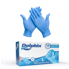 Dolphin Pudrasız Mavi Nitril Muayene Eldiveni L Beden 100 Adet