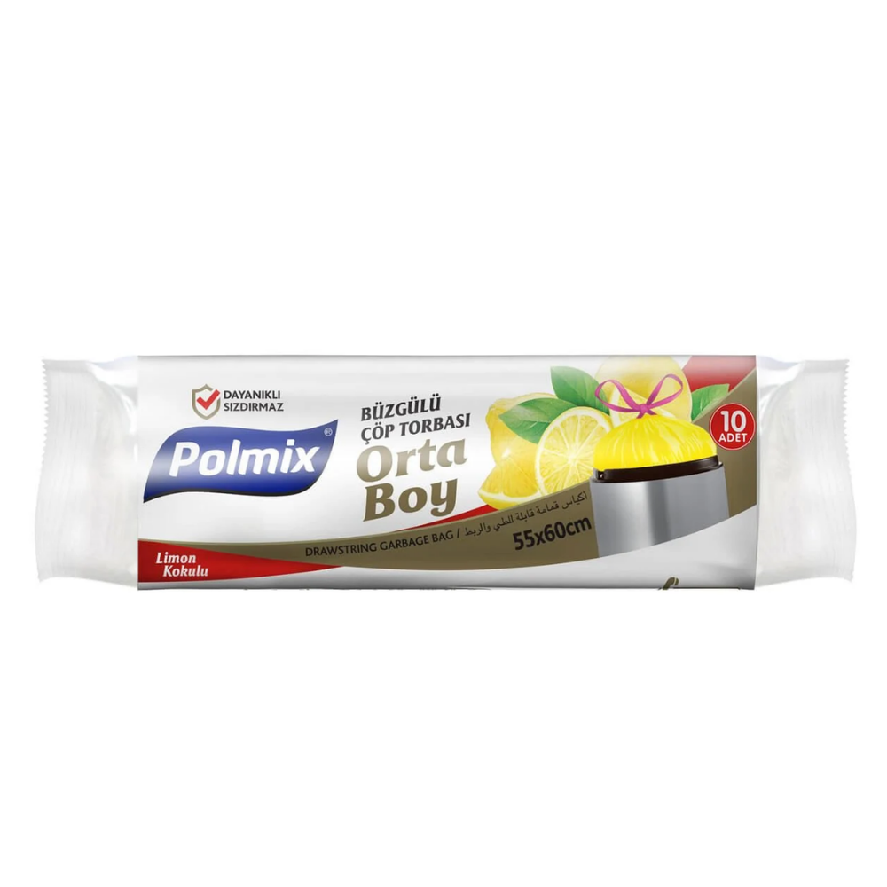 Polmix Büzgülü Limon Kokulu Çöp Poşeti Orta Boy