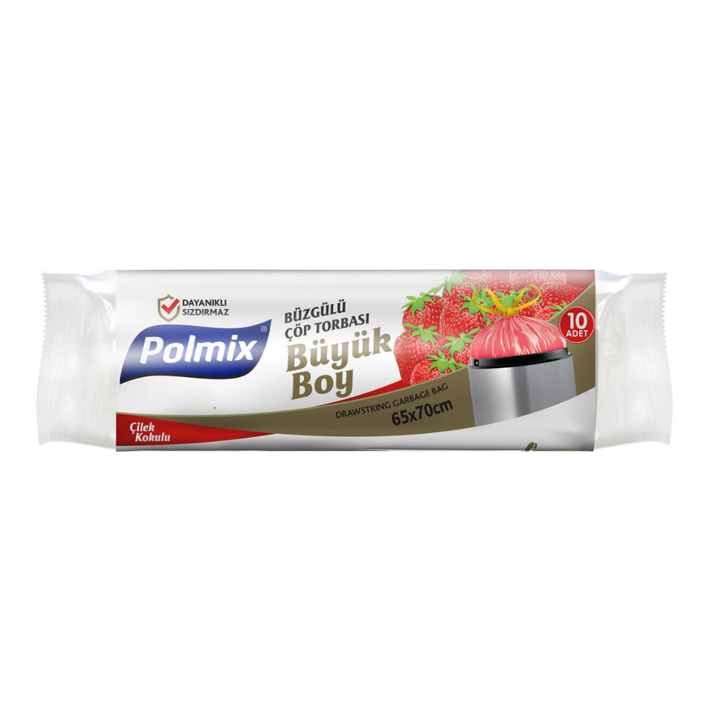 Polmix Büzgülü Çilek Kokulu Çöp Poşeti Büyük Boy