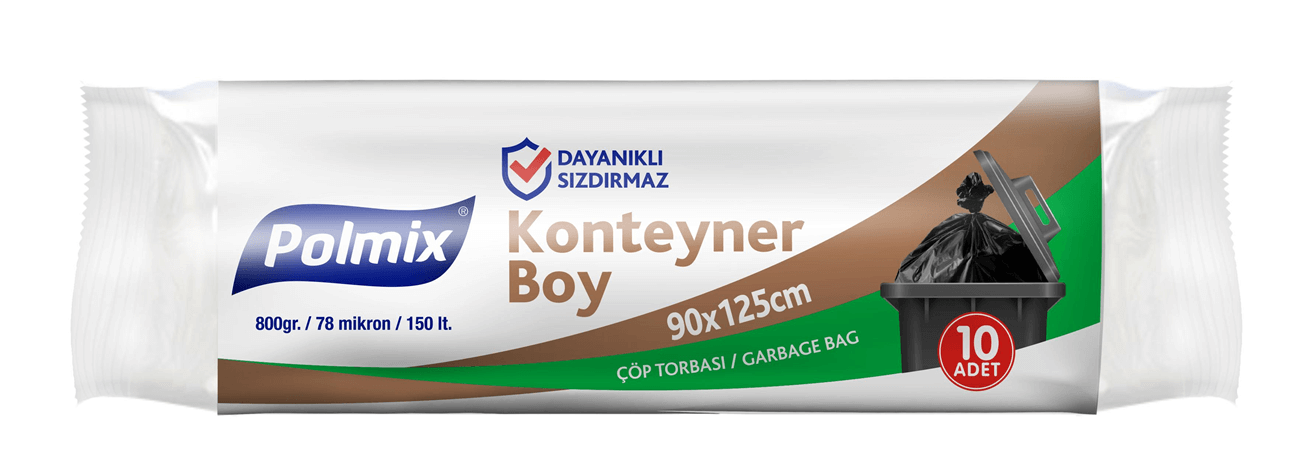 Polmix Endüstriyel 120LT Konteyner Boy Çöp Poşeti 90x125cm 10'lu 800gr P551