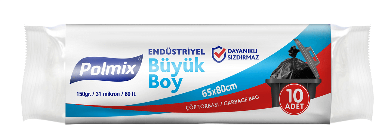 Polmix Endüstriyel Büyük Boy Çöp Poşeti 65x80cm 10'lu 150gr P402