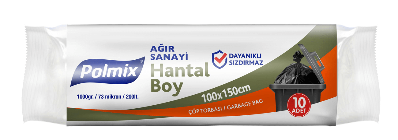 Polmix Ağır Sanayi Hantal Boy Çöp Poşeti 100x150cm 10'lu 1000gr Mavi P504