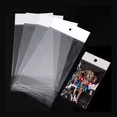 Askılı Bantlı Jelatin Torba Poşet 12x20 cm, 1000 Adet Şeffaf Aksesuar ve Bijuteri Poşeti